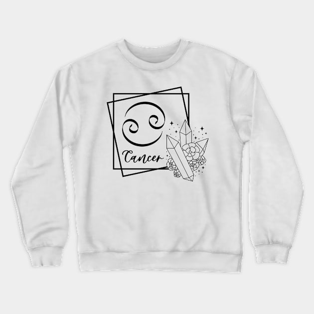 Cancer Zodiac Sign Floral Crystal Design Crewneck Sweatshirt by The Cosmic Pharmacist